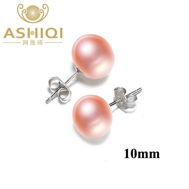 ASHIQI Freshwater Pearl Stud Earrings