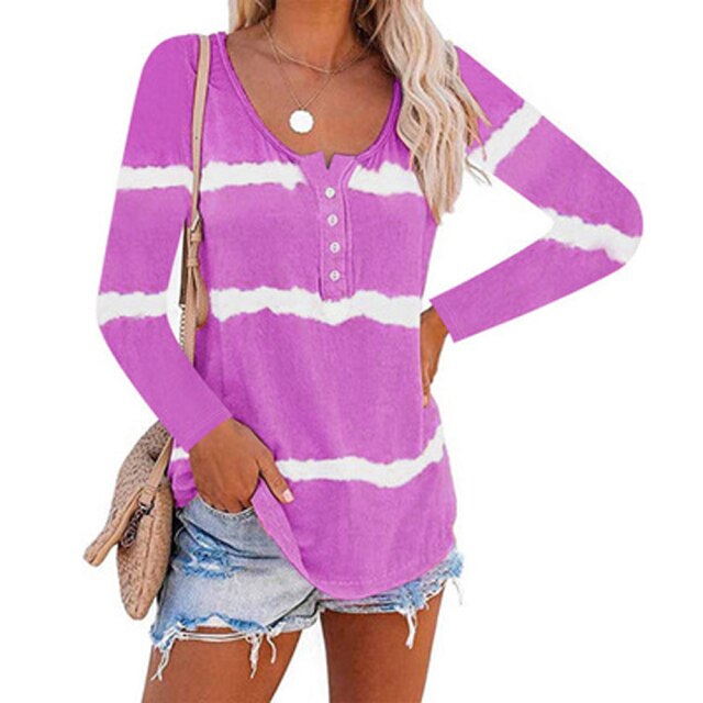 Tie Dye Print Striped T Shirt