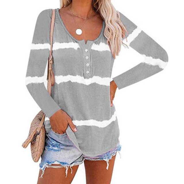 Tie Dye Print Striped T Shirt