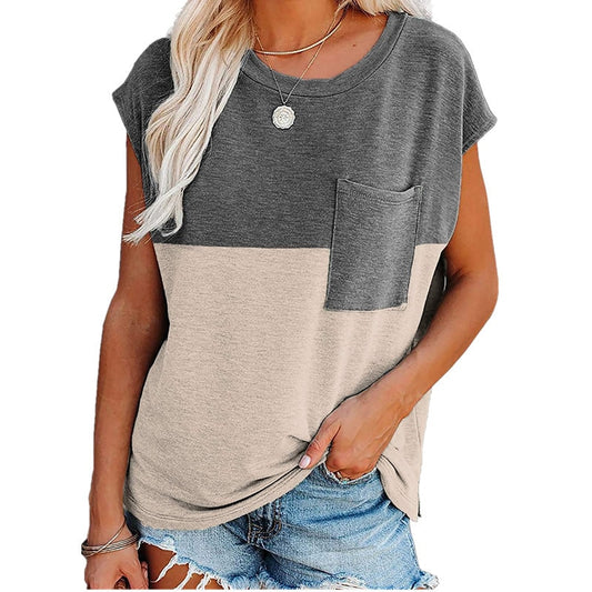 Loose Color Block Pocket Shirt