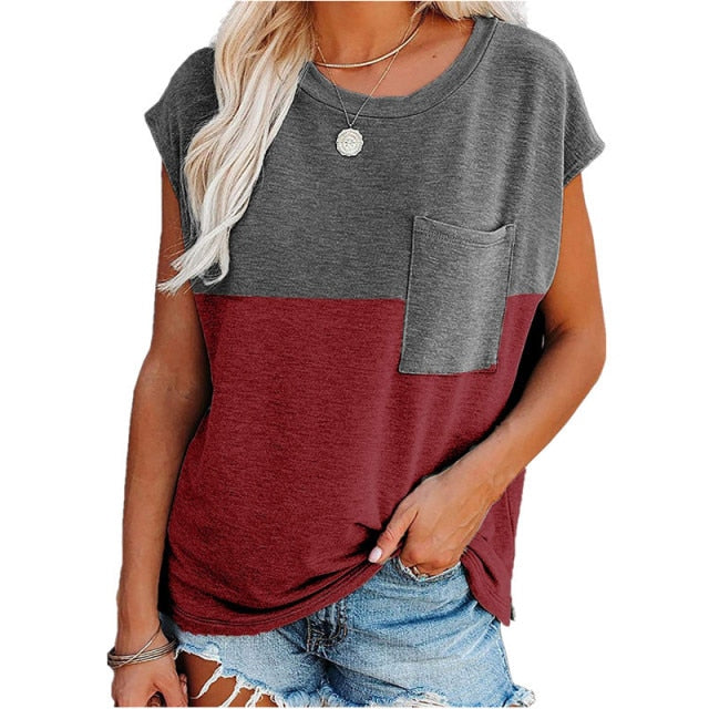 Loose Color Block Pocket Shirt