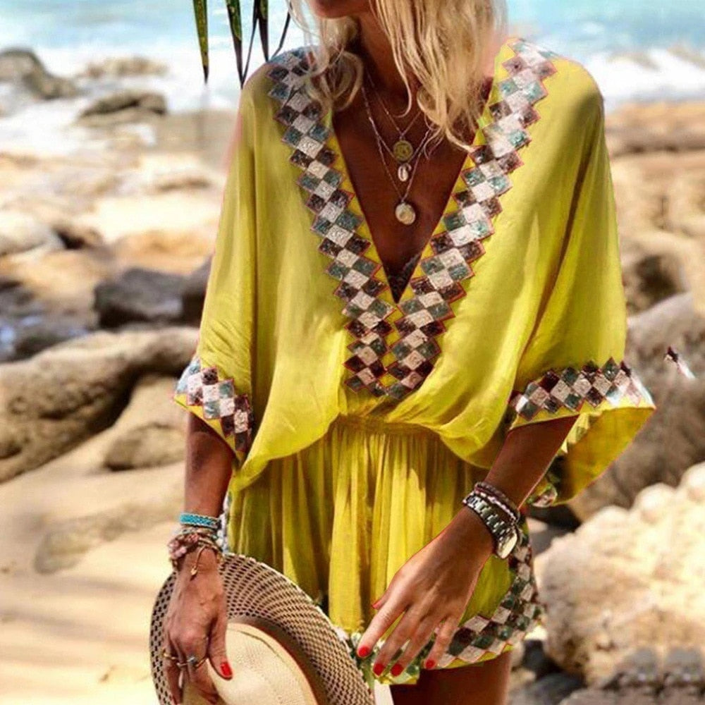 Tribal Deep V-neck Boho Tunic