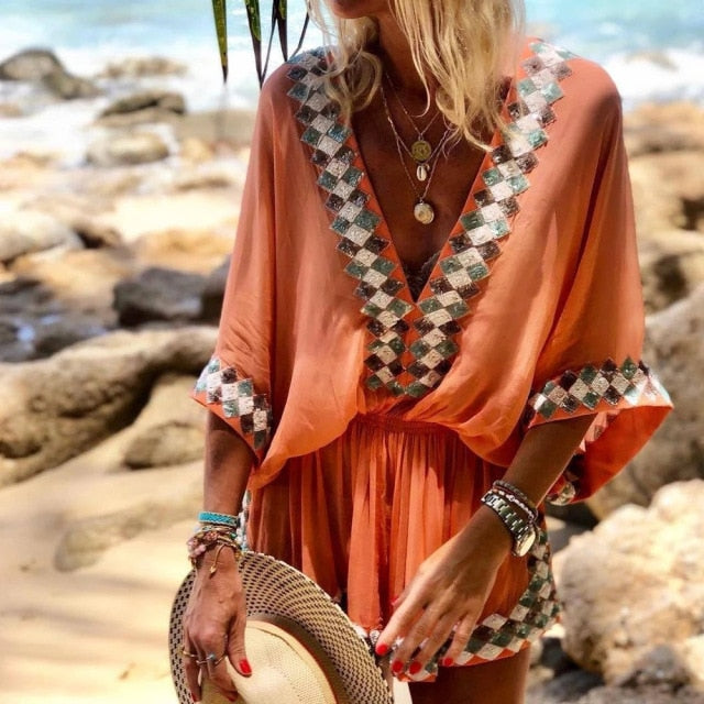 Tribal Deep V-neck Boho Tunic