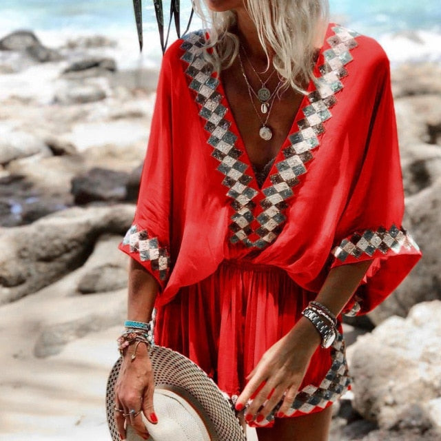 Tribal Deep V-neck Boho Tunic