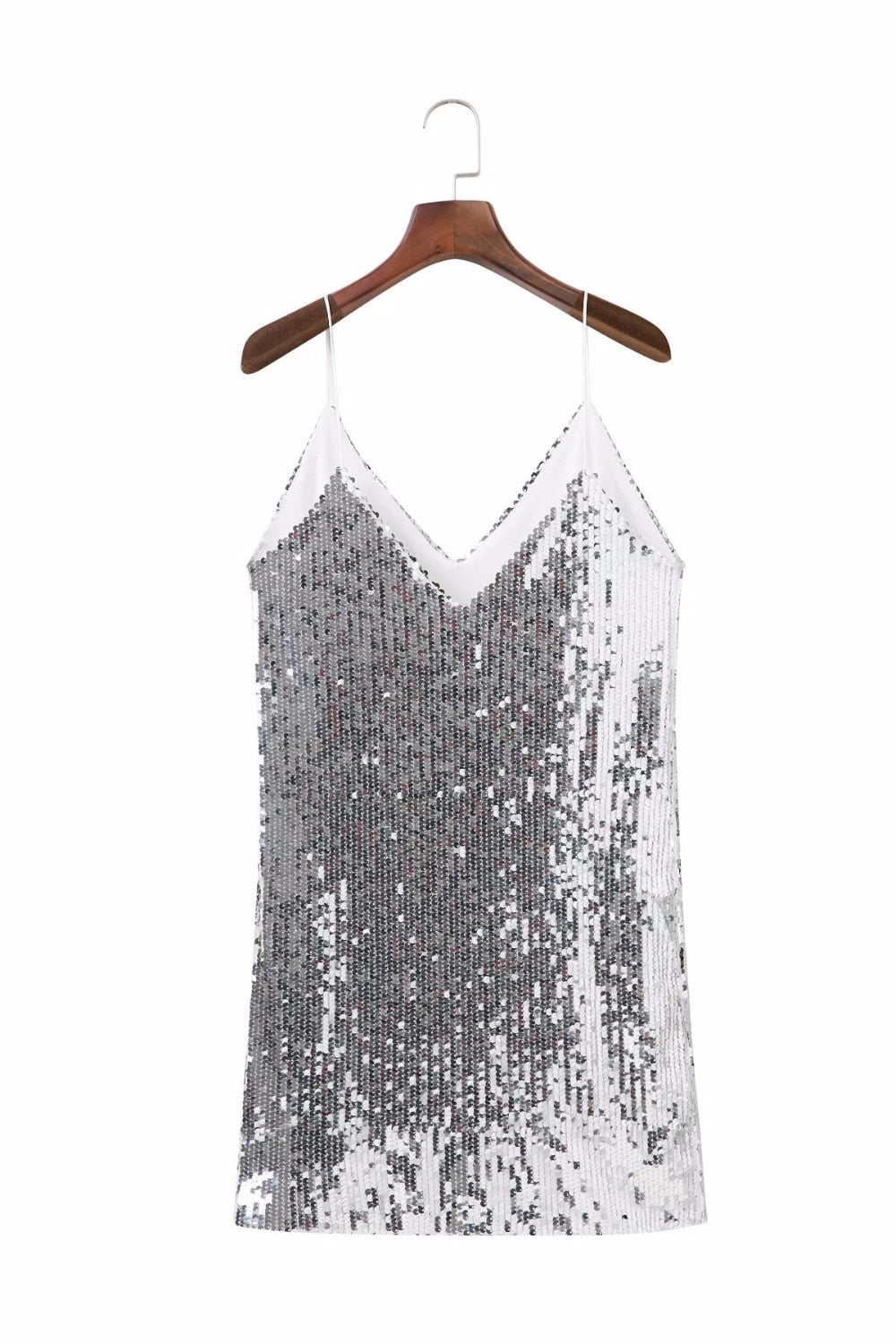 Silver Sequined Cocktail Dress