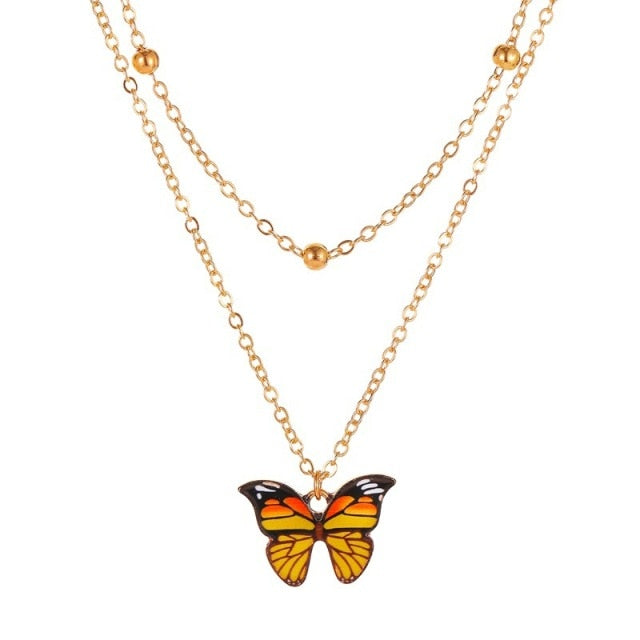 Vintage Multilayer Pendant Butterfly Necklace