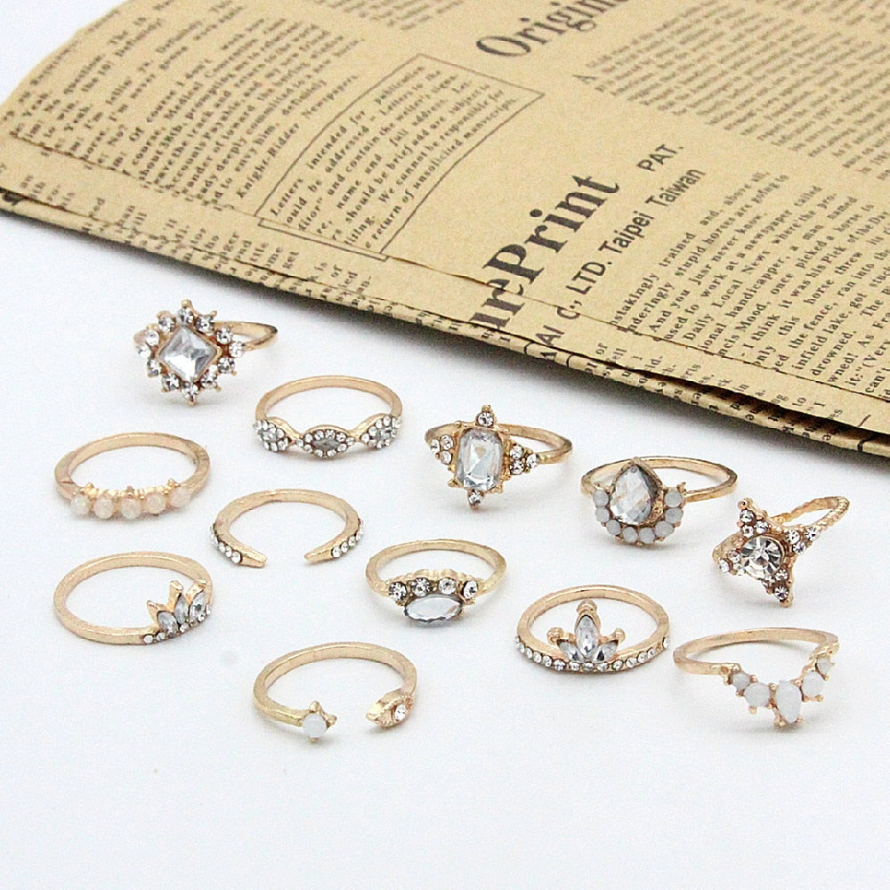 Boho Charm Gold Star Knuckle Rings Set