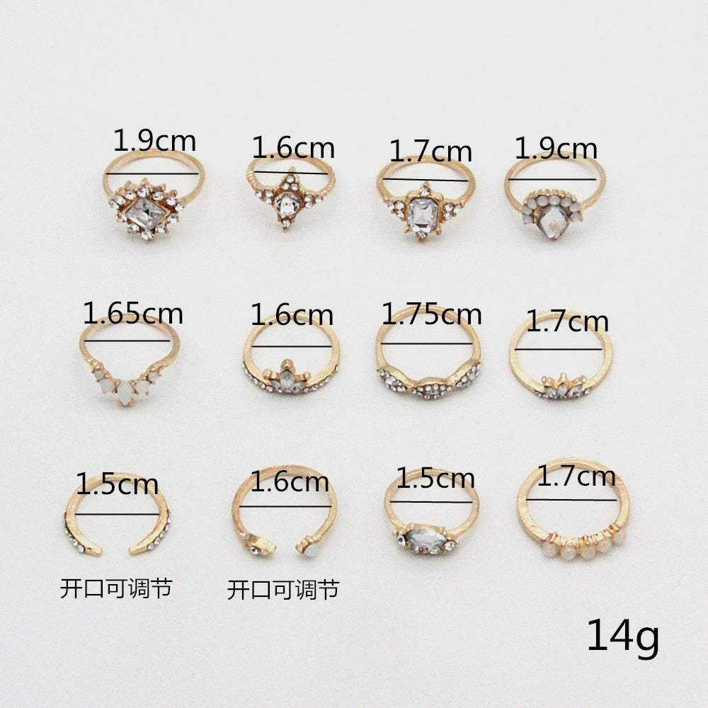 Boho Charm Gold Star Knuckle Rings Set