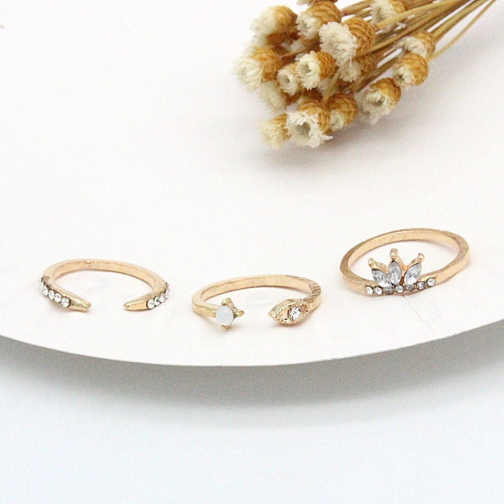 Boho Charm Gold Star Knuckle Rings Set