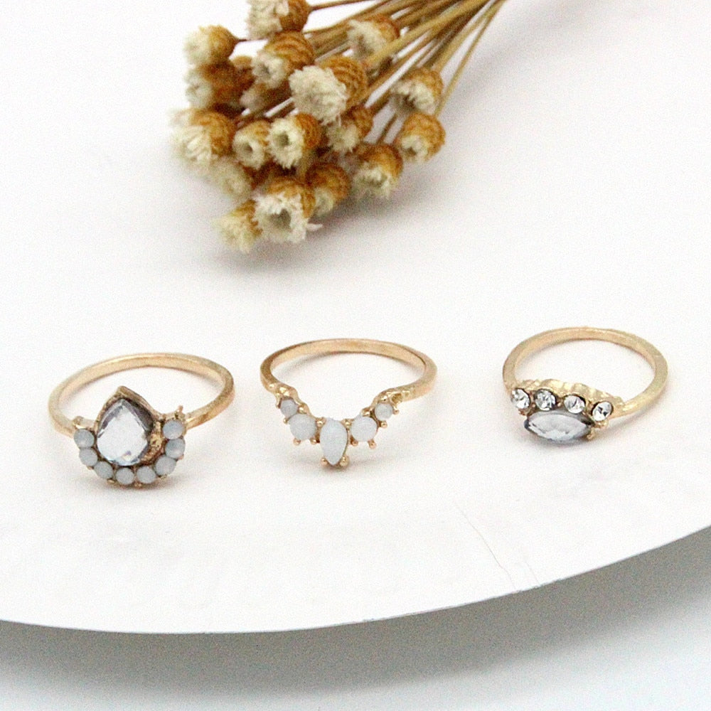 Boho Charm Gold Star Knuckle Rings Set