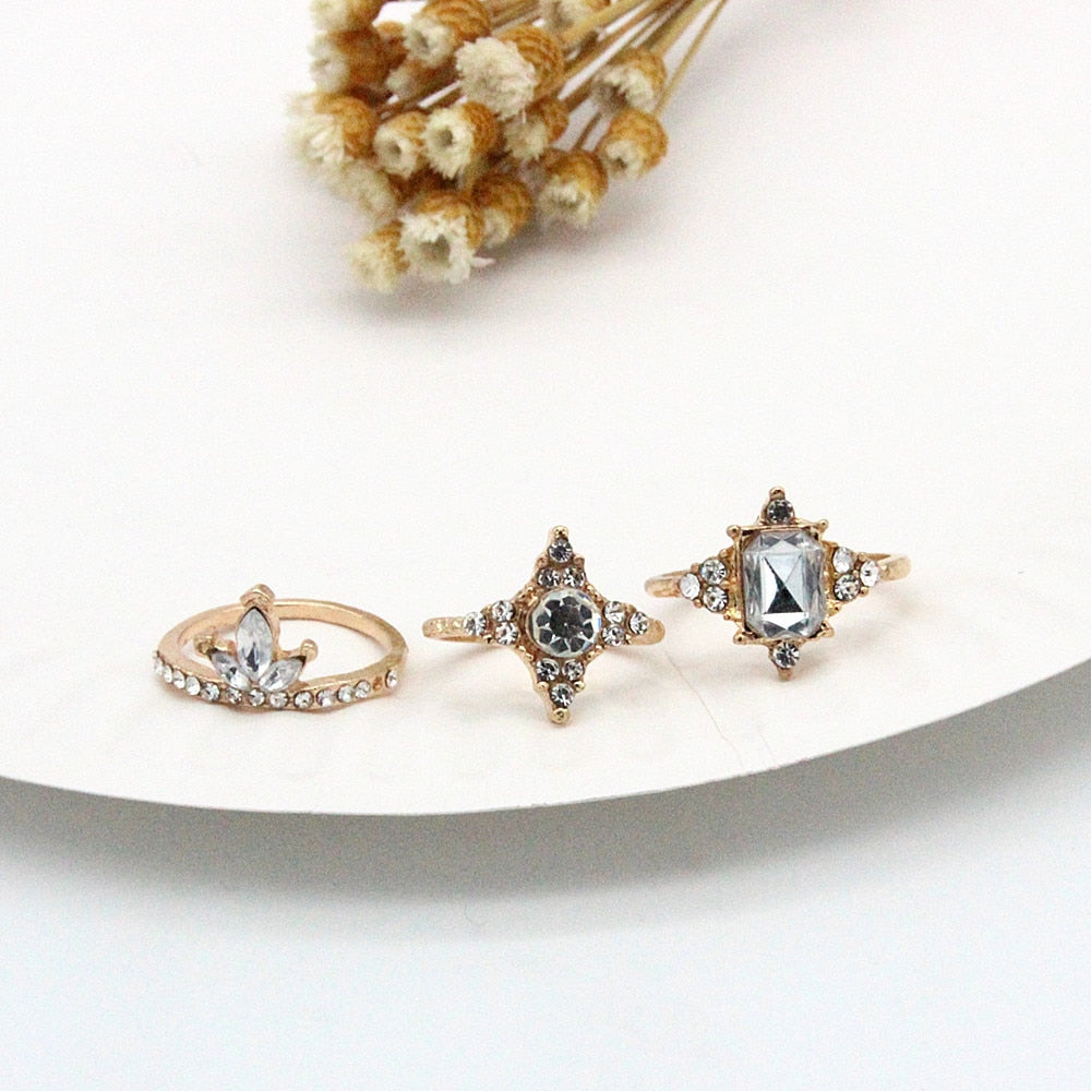 Boho Charm Gold Star Knuckle Rings Set