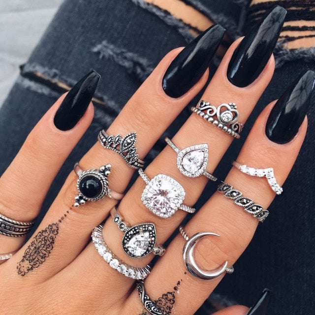 Boho Charm Gold Star Knuckle Rings Set