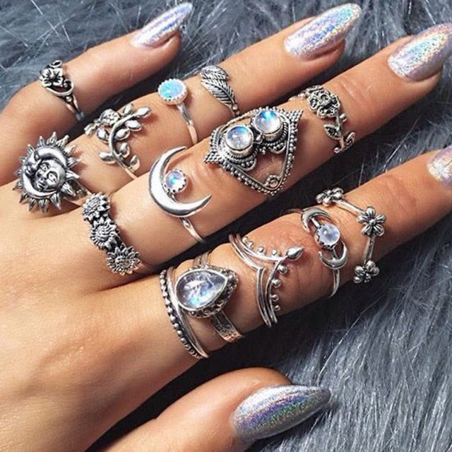 Boho Charm Gold Star Knuckle Rings Set