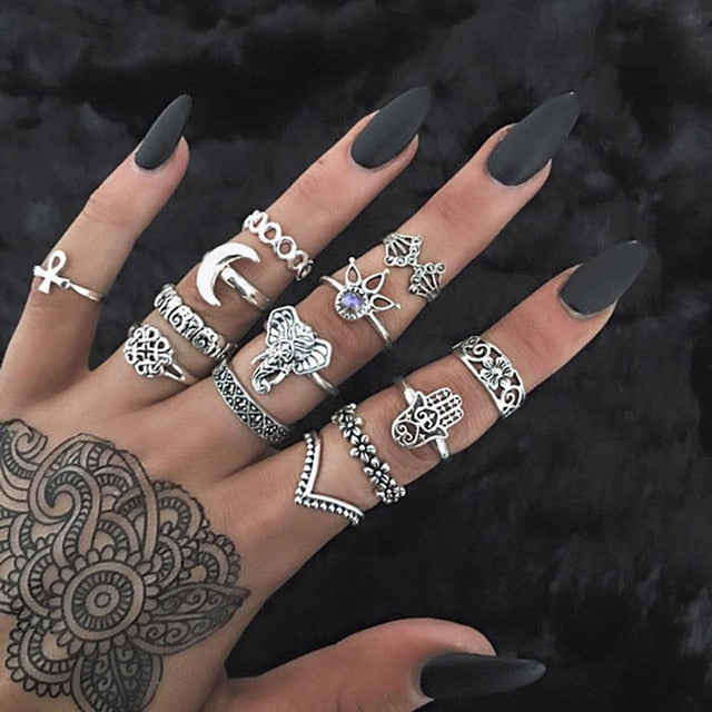 Boho Charm Gold Star Knuckle Rings Set