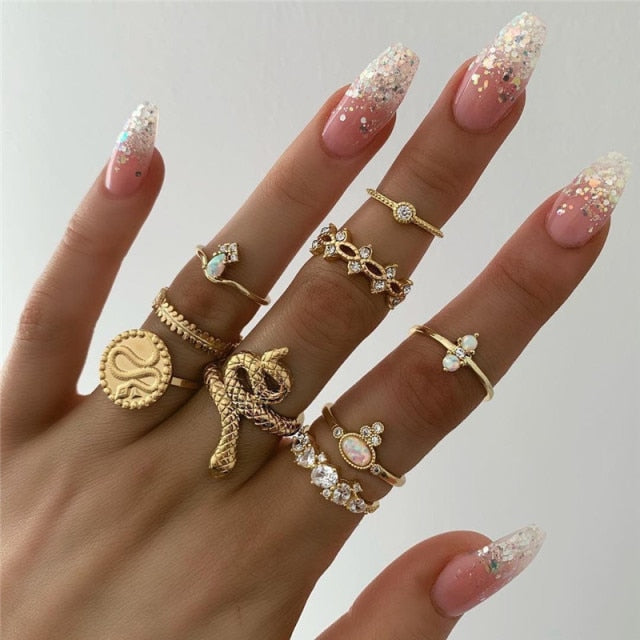 Boho Charm Gold Star Knuckle Rings Set