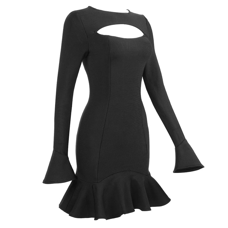 Long-sleeved Ruffled Party Dress