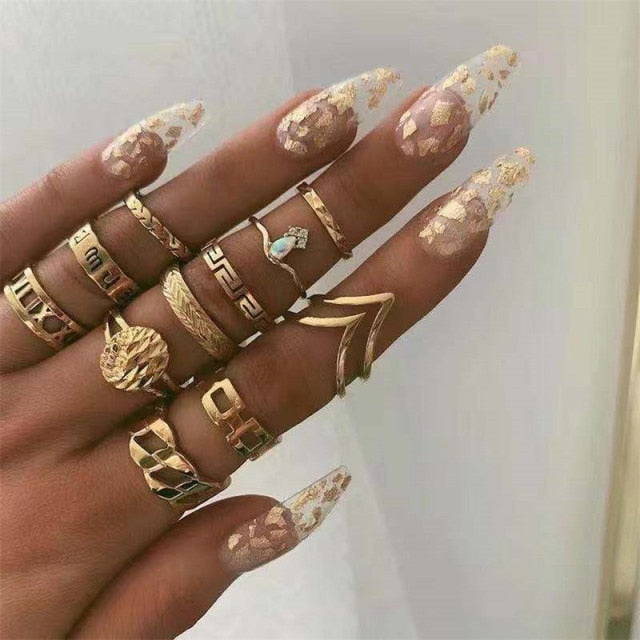 Boho Charm Gold Star Knuckle Rings Set