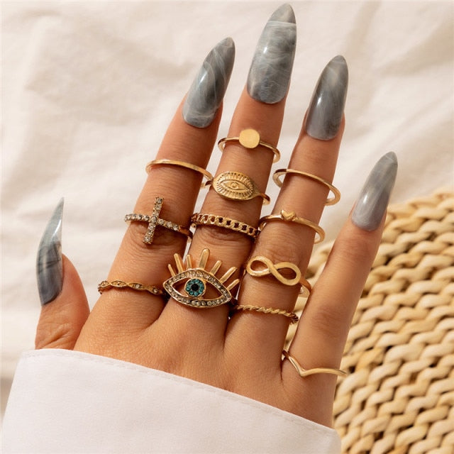 Boho Charm Gold Star Knuckle Rings Set