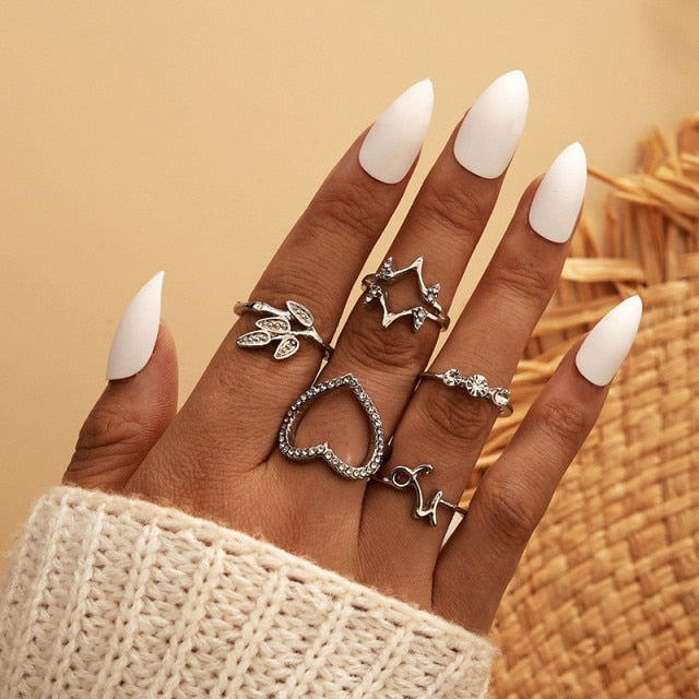 Boho Charm Gold Star Knuckle Rings Set