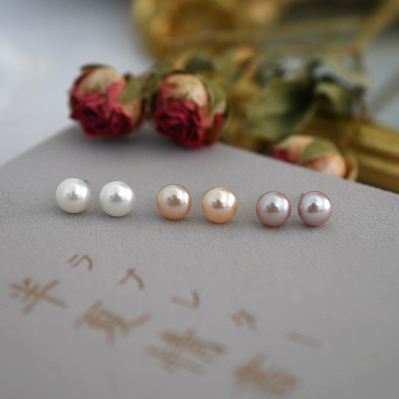 ASHIQI Freshwater Pearl Stud Earrings