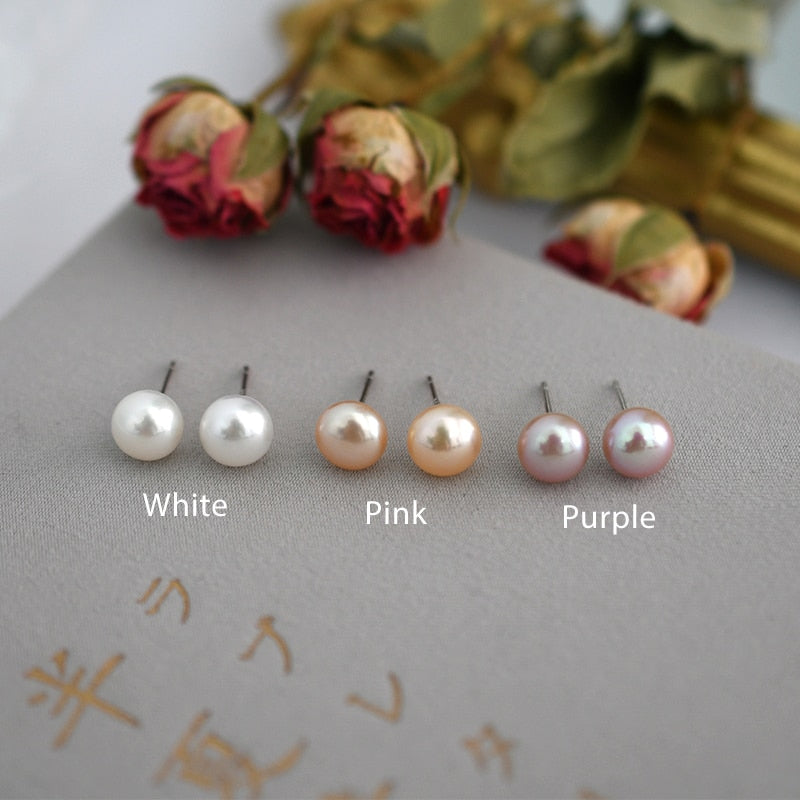 ASHIQI Freshwater Pearl Stud Earrings