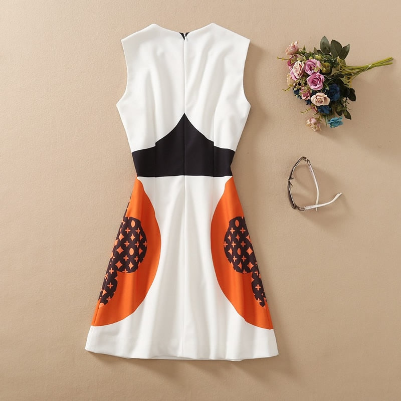 Geometric Flower Print Dress