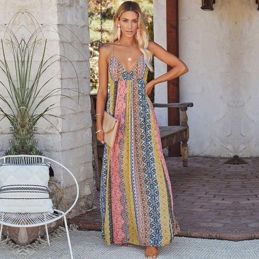 Tribal Rainbow Long Summer Dress