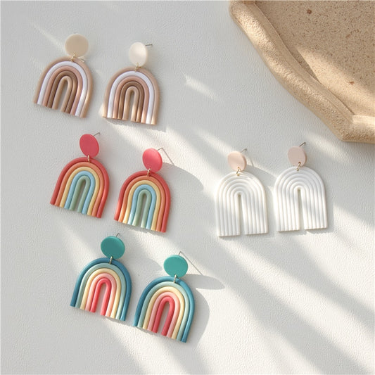 AOMU Ceramic Rainbow Handmade Earrings