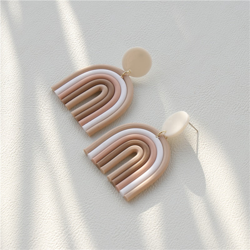 AOMU Ceramic Rainbow Handmade Earrings