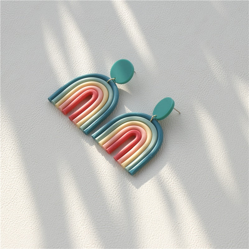 AOMU Ceramic Rainbow Handmade Earrings