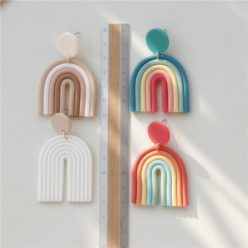 AOMU Ceramic Rainbow Handmade Earrings