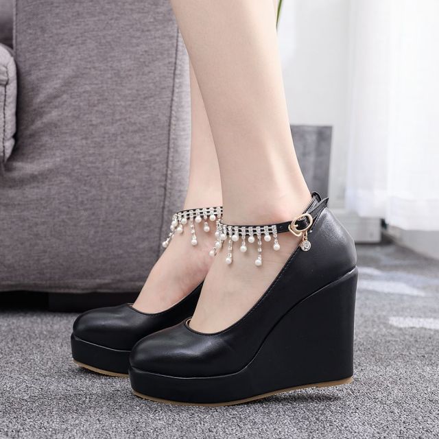 Crystal Queen Ankle Strap Platform Wedges