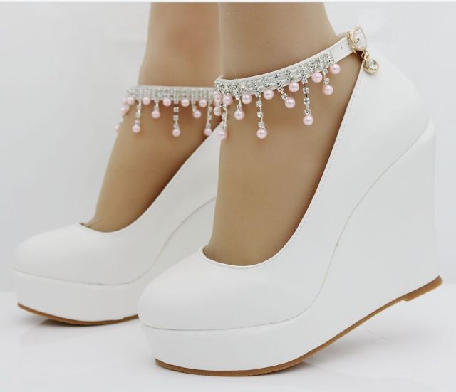 Crystal Queen Ankle Strap Platform Wedges