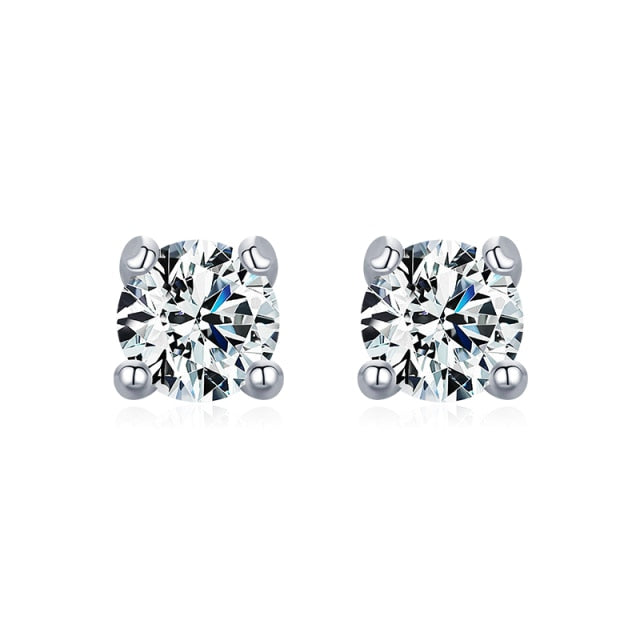 Moissanite Gemstone Clear D Color Stud Earrings 1/10 CT