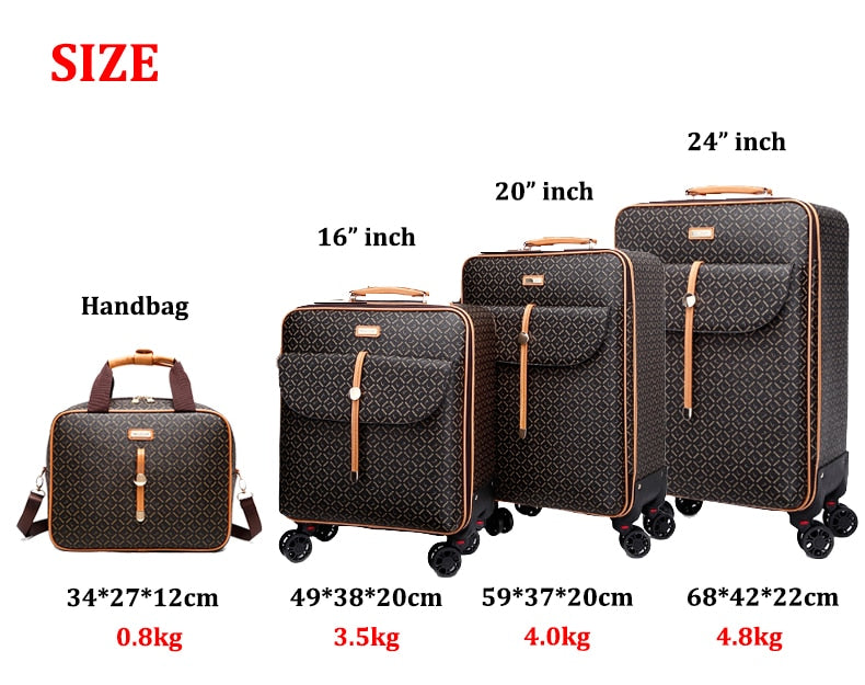 Classic 16" 24"inch Rolling Suitcase with/without Matching Travel Bag