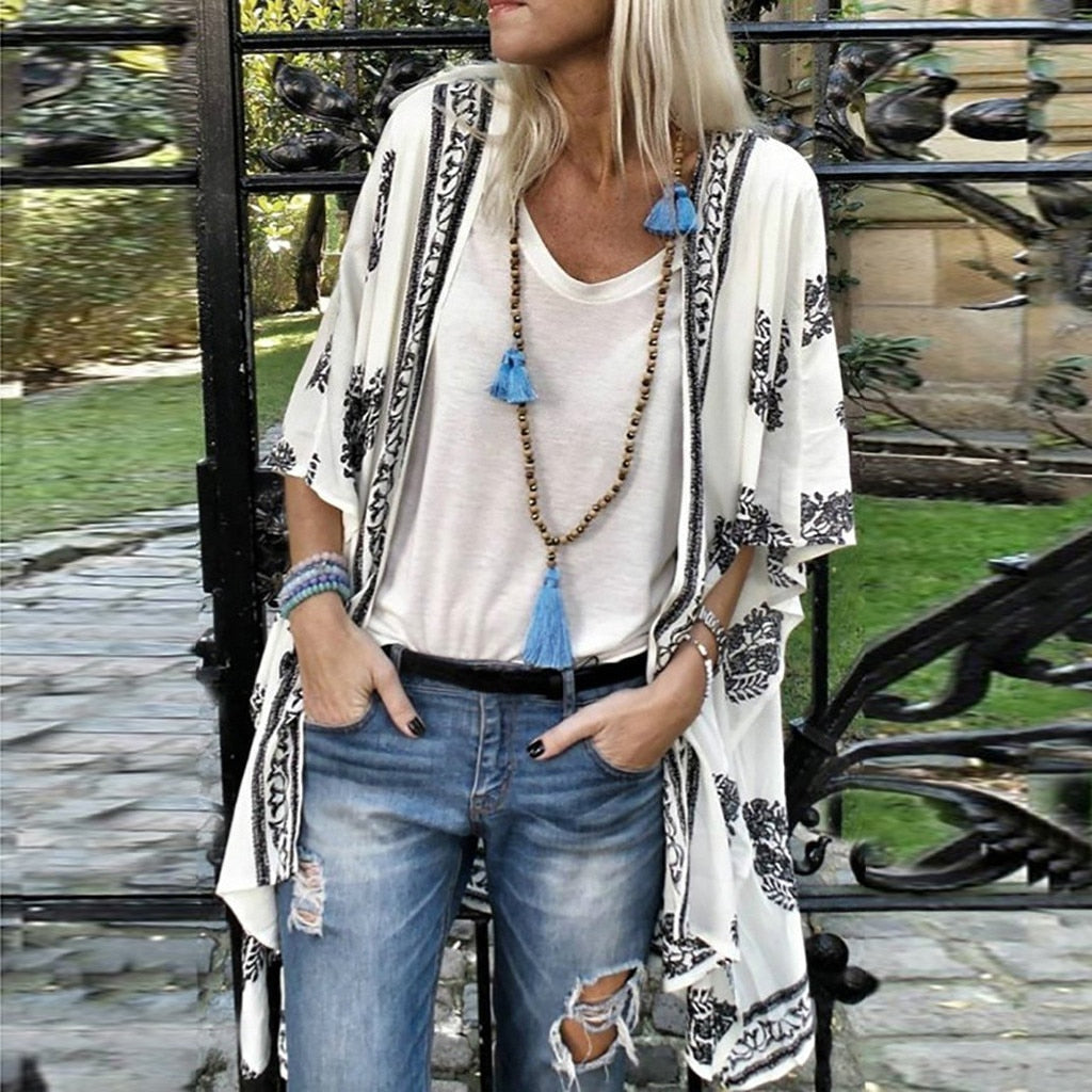 Loose Chiffon Cardigan Kimono Tops