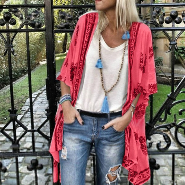 Loose Chiffon Cardigan Kimono Tops