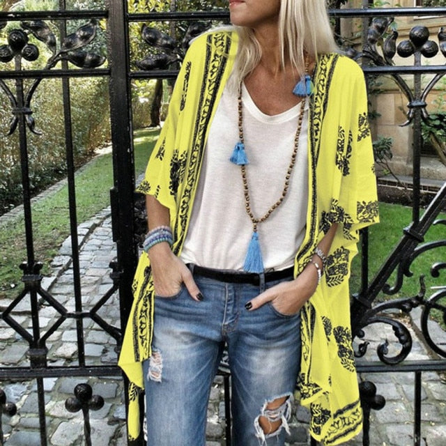 Loose Chiffon Cardigan Kimono Tops