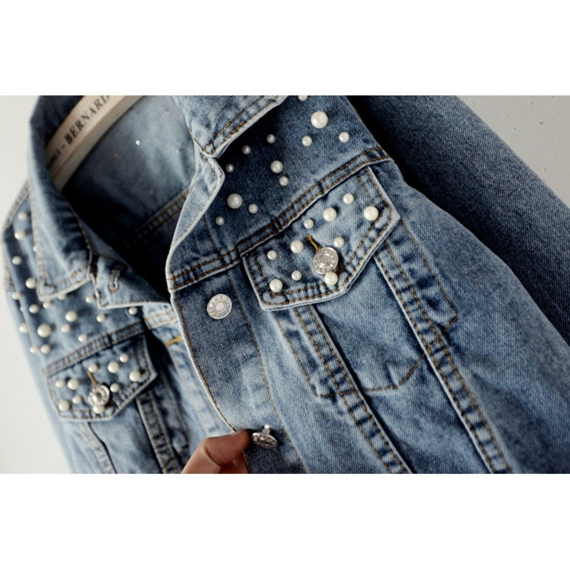 Carly Denim Pearls Jacket