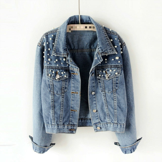 Carly Denim Pearls Jacket