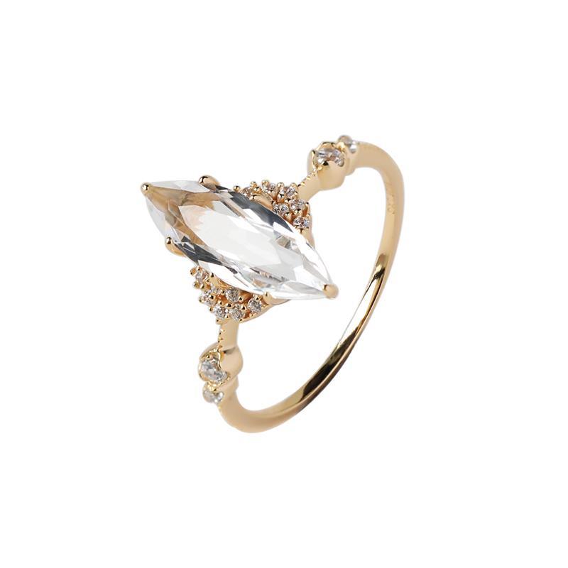 Noble Cut White Crystal Adjustable Ring