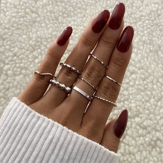 Bohemian Gold Chain Rings Set