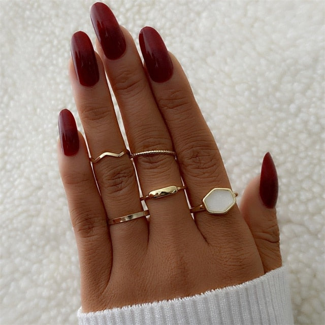 Bohemian Gold Chain Rings Set