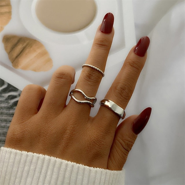 Bohemian Gold Chain Rings Set