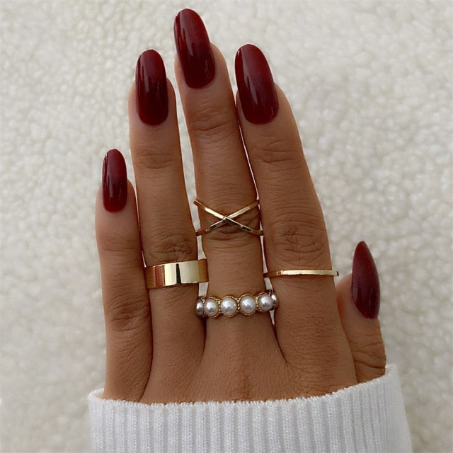 Bohemian Gold Chain Rings Set