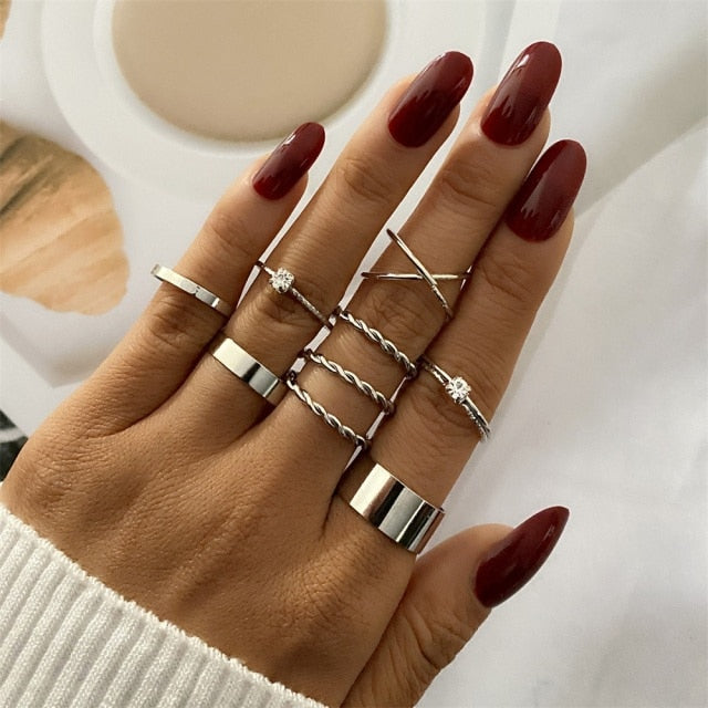 Bohemian Gold Chain Rings Set