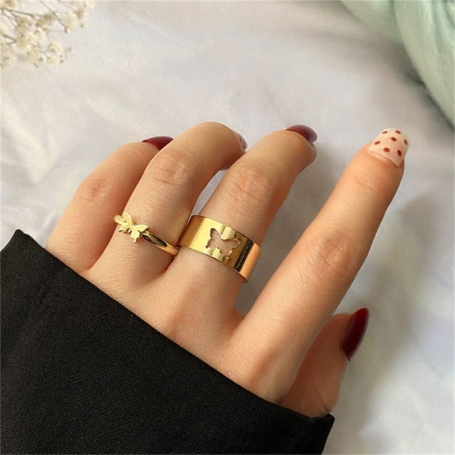 Bohemian Gold Chain Rings Set