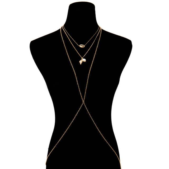 IngeSight.Z Chain Necklace Sequins Body Chain Jewelry