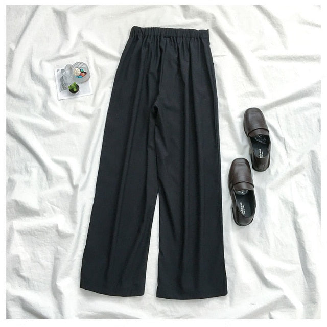 Three Piece Set Chiffon Shirt, black top , and Wide Leg Pants