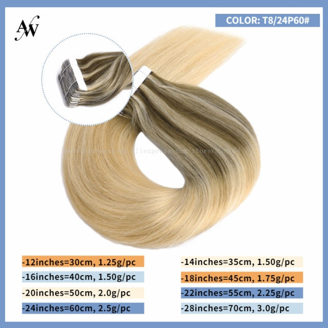 Tape In Human Remy Hair Extensions Straight Seamless